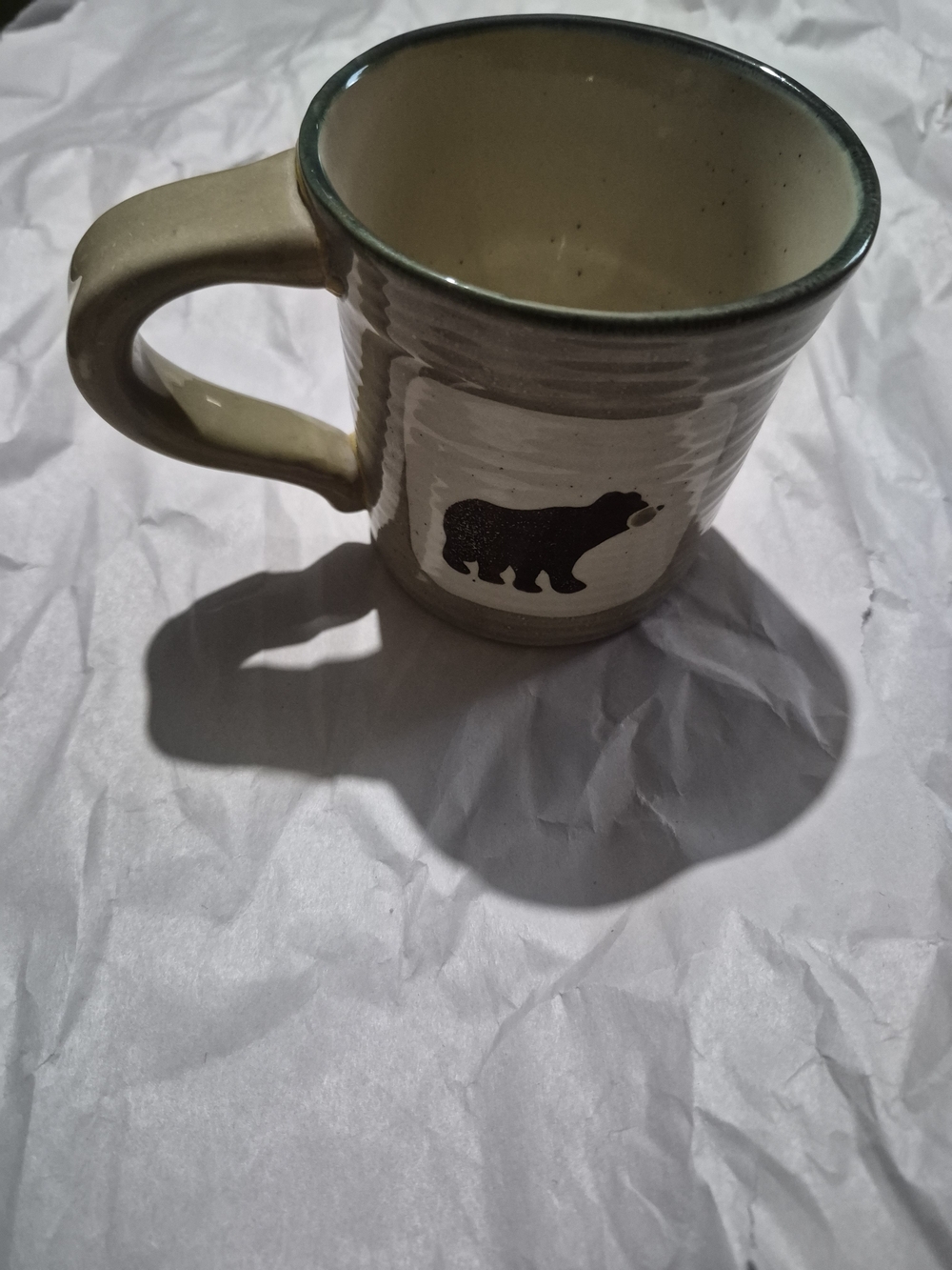 Sonoma Beige Stoneware Mug with Black Bear Accent